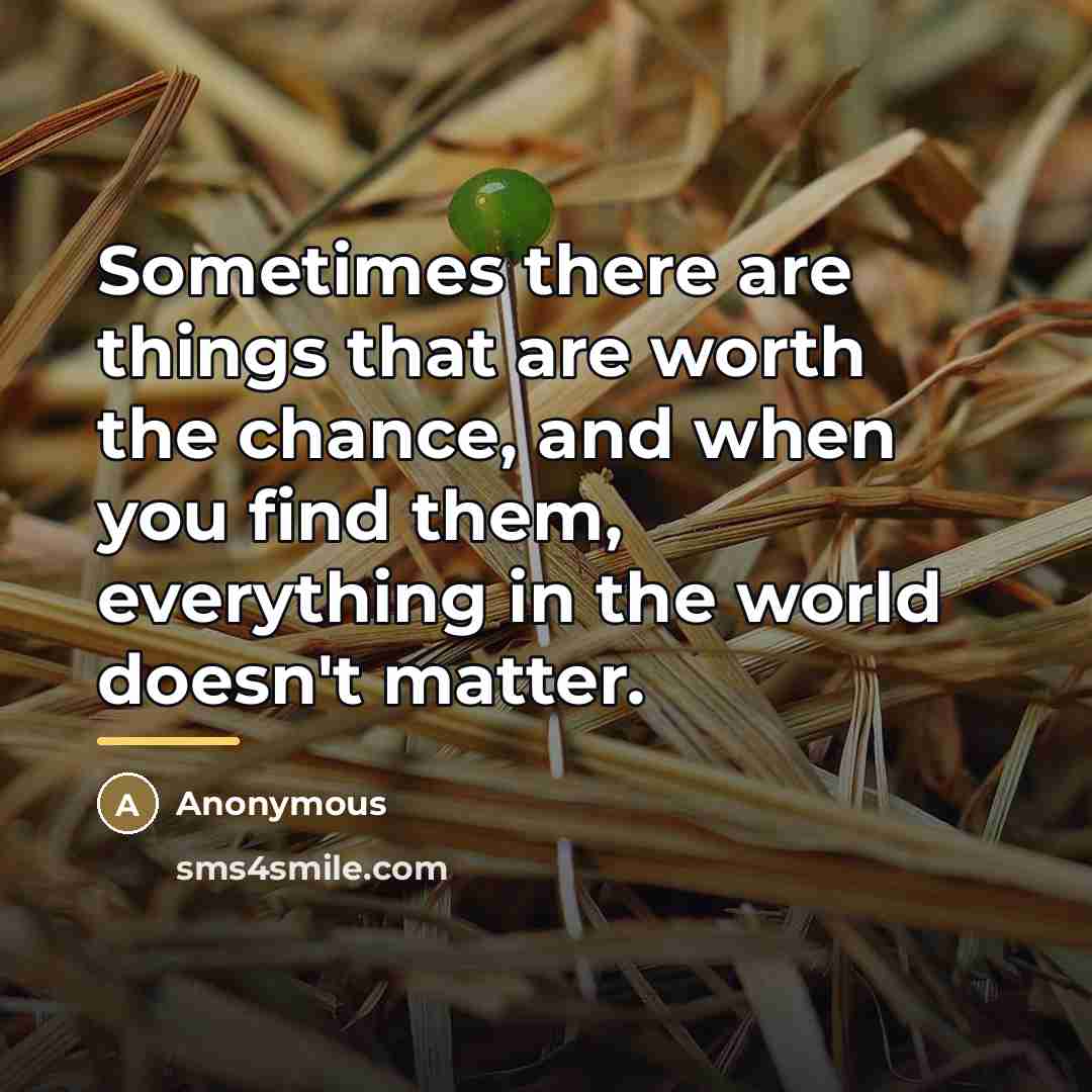 “Sometimes there are things that are worth the chance, and…” quote by Anonymous
