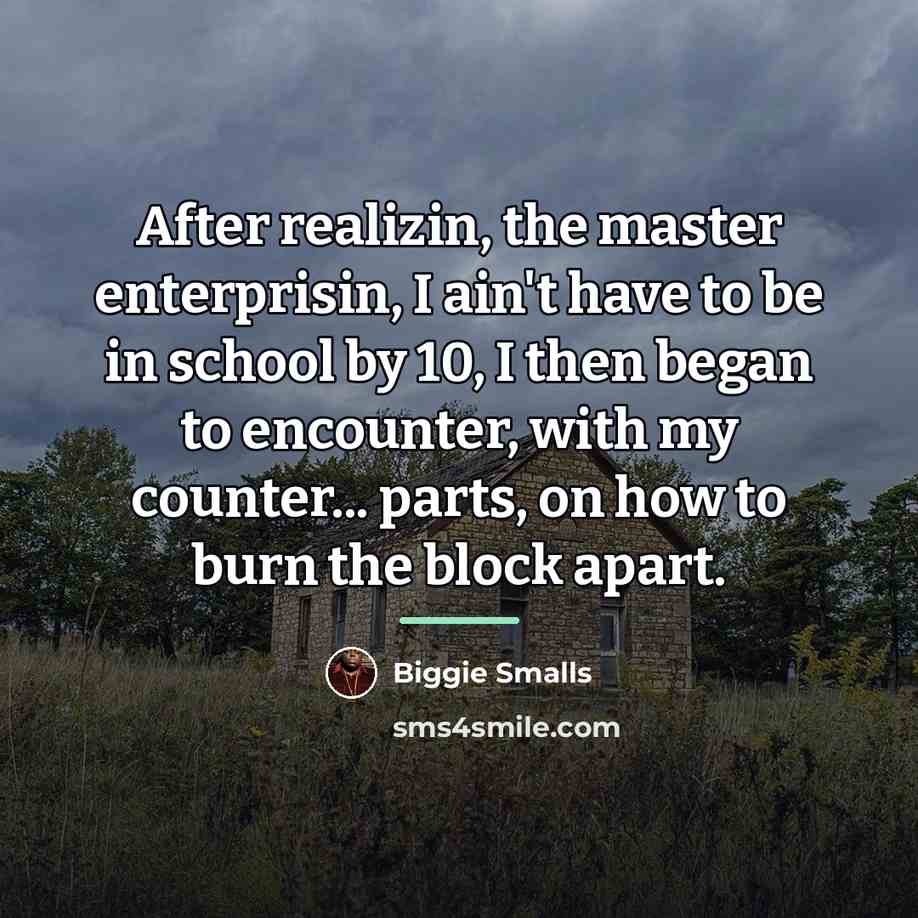 “After realizin, the master enterprisin, I ain't have to be…” quote by Biggie Smalls