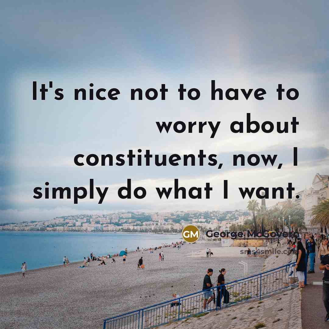 “It's nice not to have to worry about constituents, now,…” quote by George McGovern