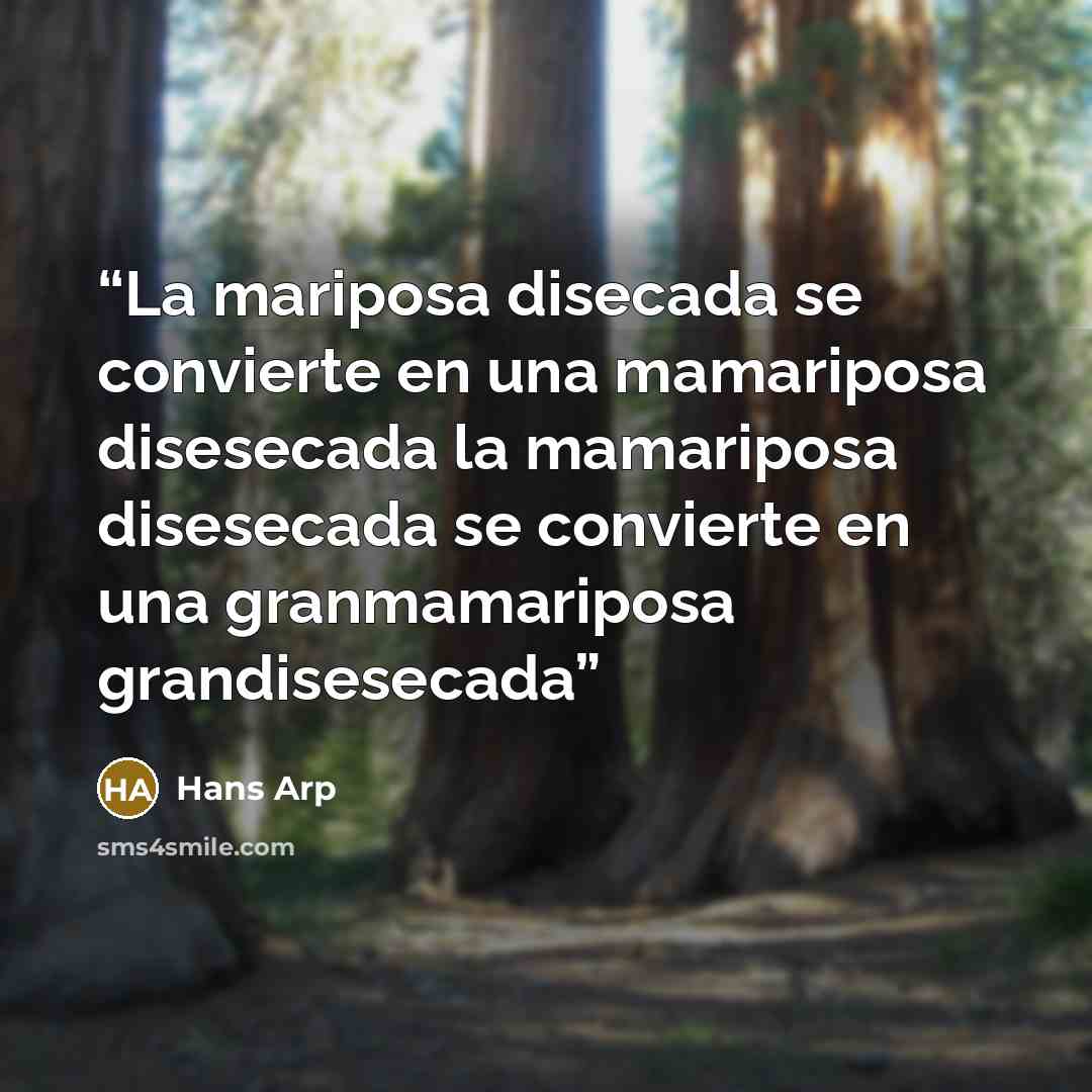 “La mariposa disecada se convierte en una mamariposa disesecada la mamariposa disesecada se convierte en una granmamariposa grandisesecada” quote by Hans Arp
