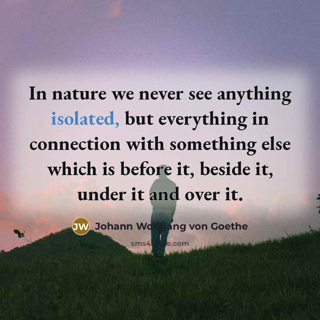 “In nature we never see anything isolated, but everything in…” quote by Johann Wolfgang von Goethe