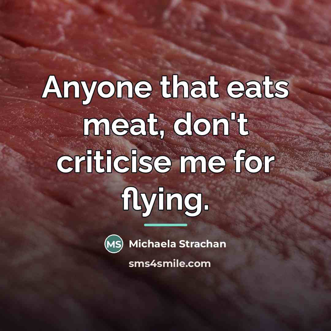 “Anyone that eats meat, don't criticise me for flying.…” quote by Michaela Strachan