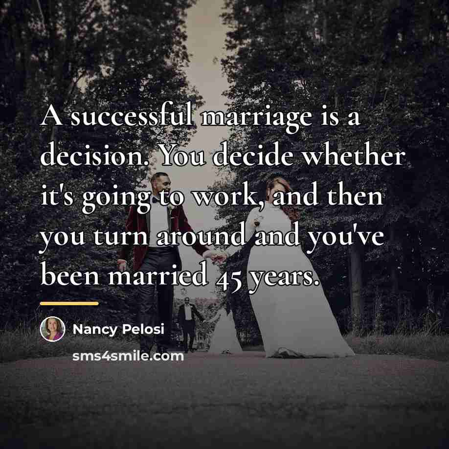 “A successful marriage is a decision. You decide whether it's…” quote by Nancy Pelosi