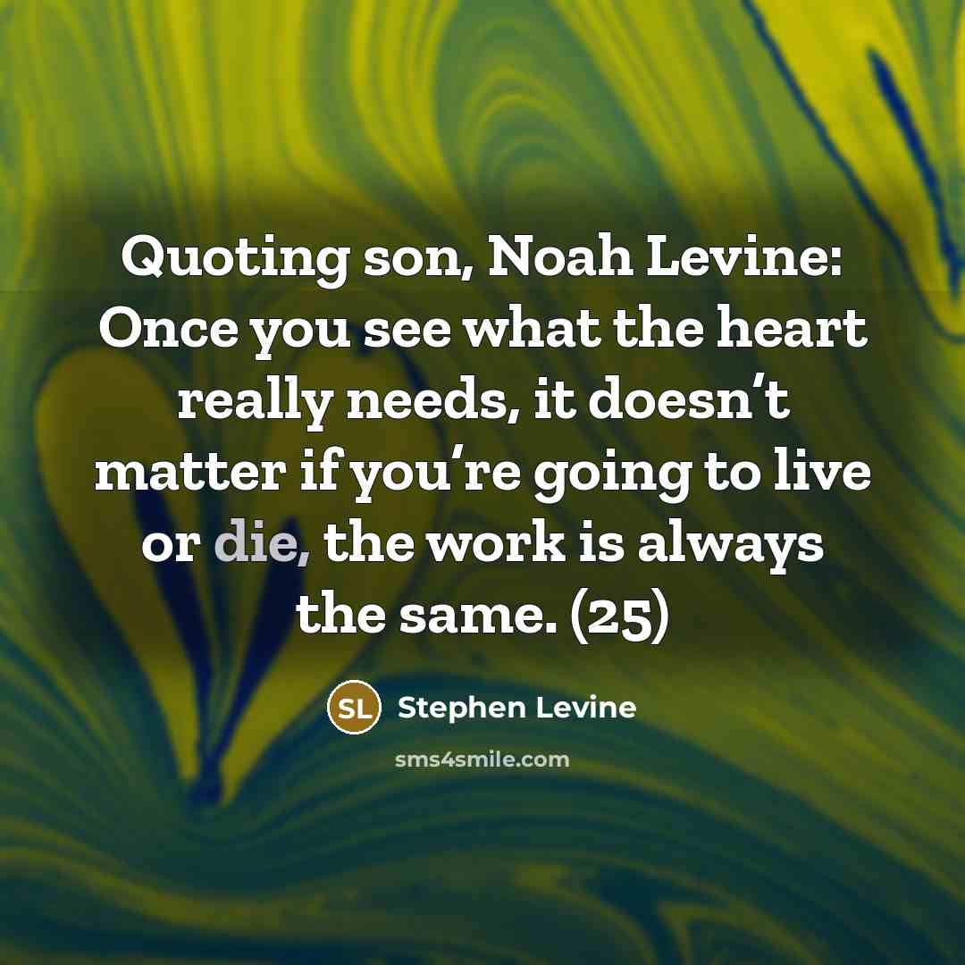 “Quoting son, Noah Levine: Once you see what the heart…” quote by Stephen Levine