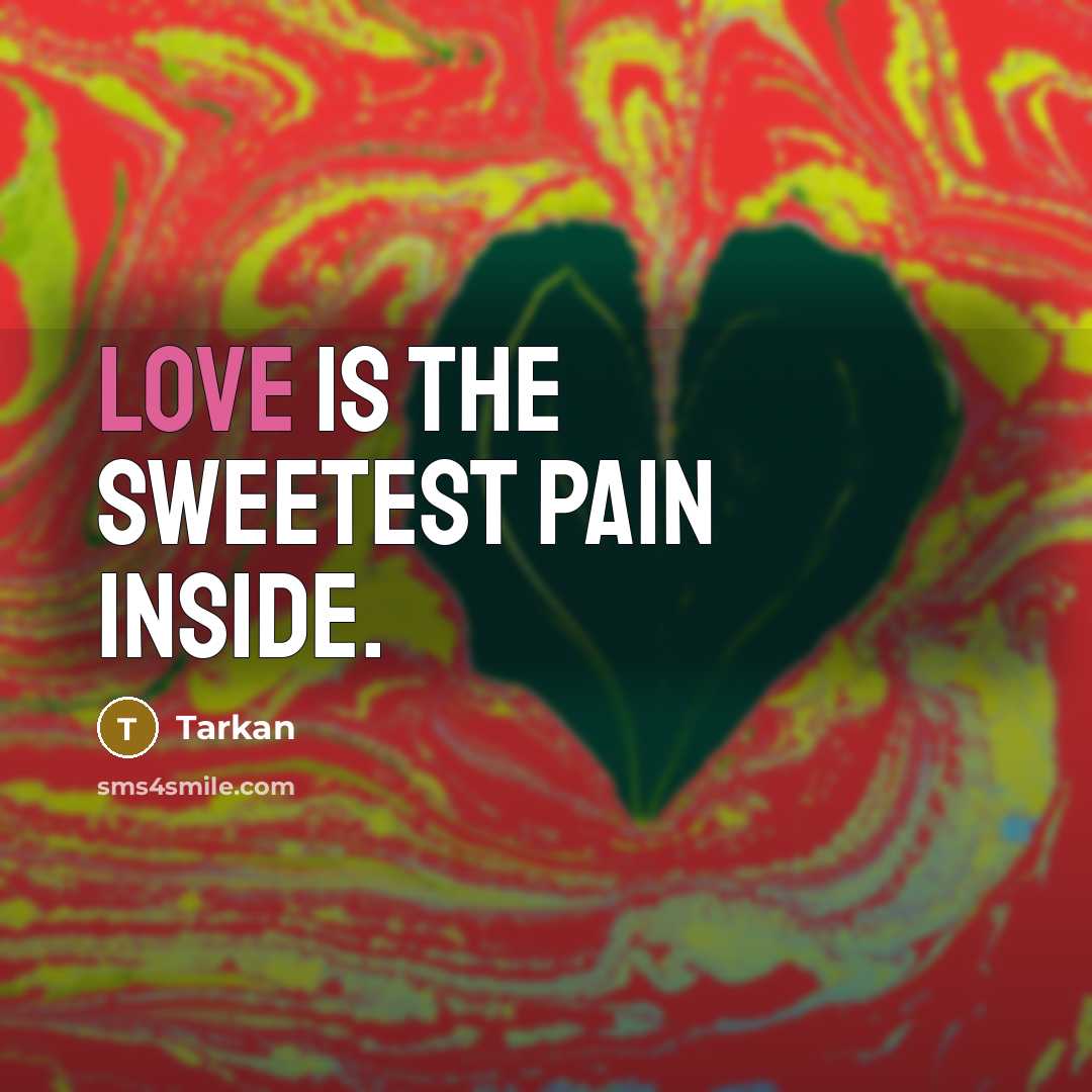 “Love is the sweetest pain inside.…” quote by Tarkan