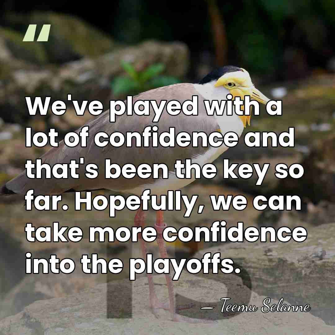We've played with a lot of confidence and that's been the key&hellip; - Teemu Selanne