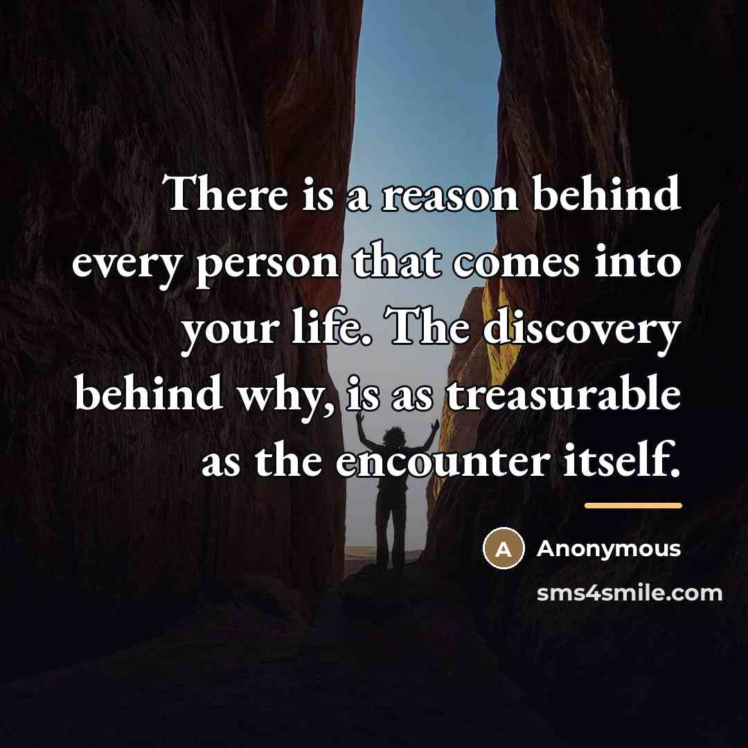 “There is a reason behind every person that comes into…” quote by Anonymous