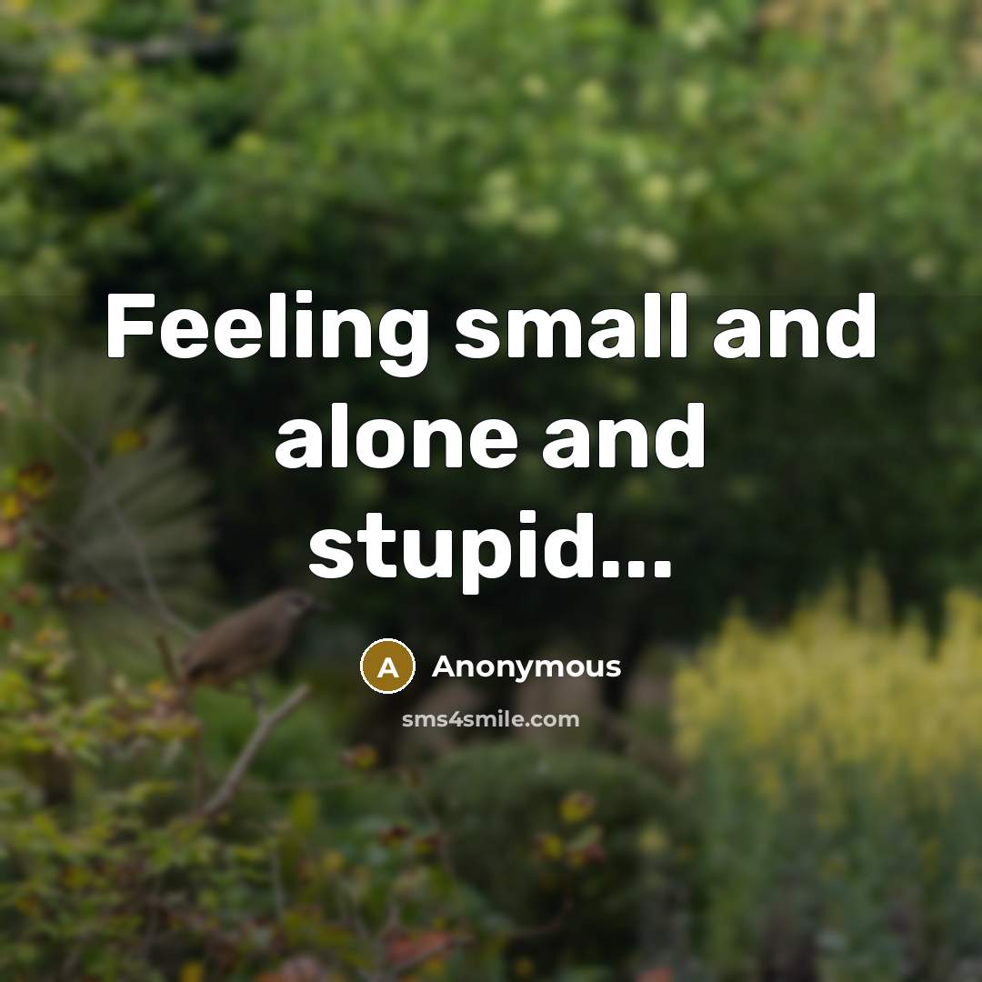 “Feeling small and alone and stupid...” quote by Anonymous