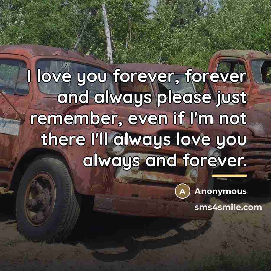 “I love you forever, forever and always please just remember,…” quote by Anonymous