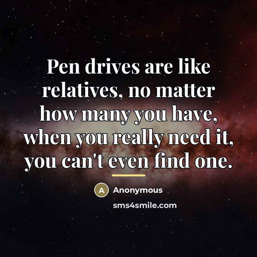 “Pen drives are like relatives, no matter how many you…” quote by Anonymous