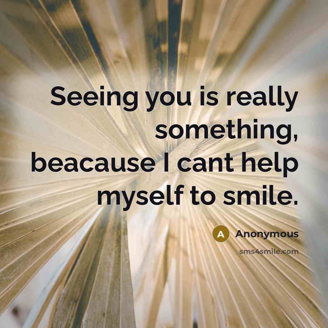“Seeing you is really something, beacause I cant help myself to smile.” quote by Anonymous