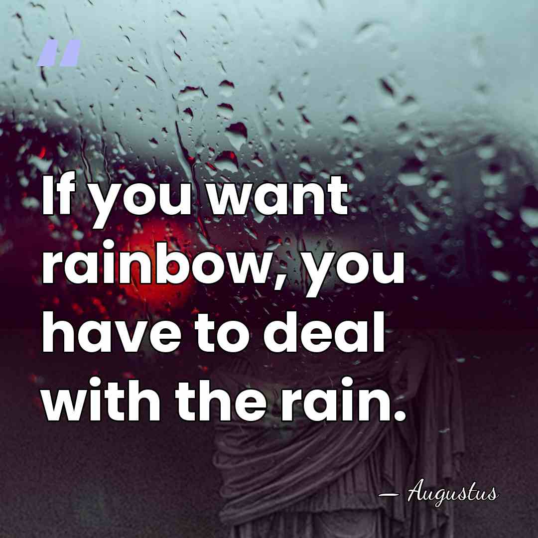 If you want rainbow, you have to deal with the rain. - Augustus