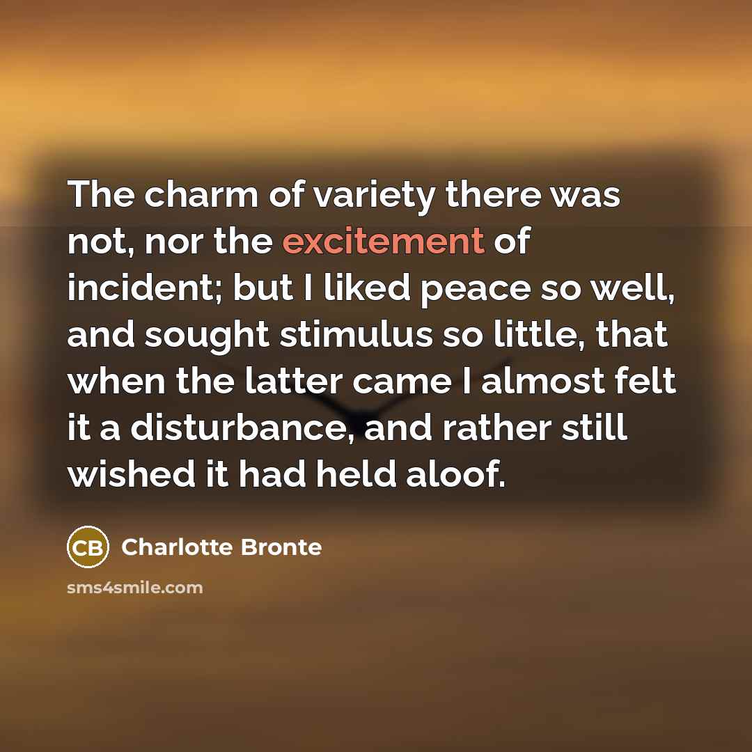 “The charm of variety there was not, nor the excitement…” quote by Charlotte Bronte