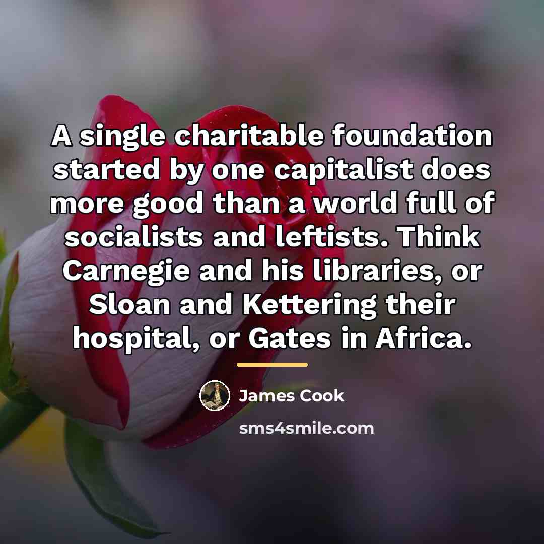 “A single charitable foundation started by one capitalist does more…” quote by James Cook