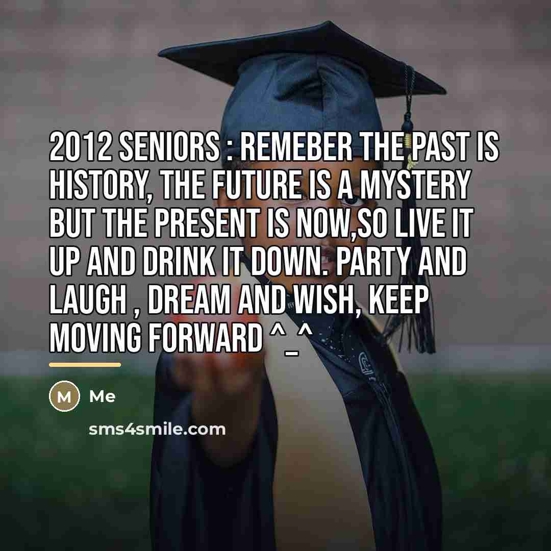 “2012 SENIORS : Remeber the past is history, the future…” quote by ME