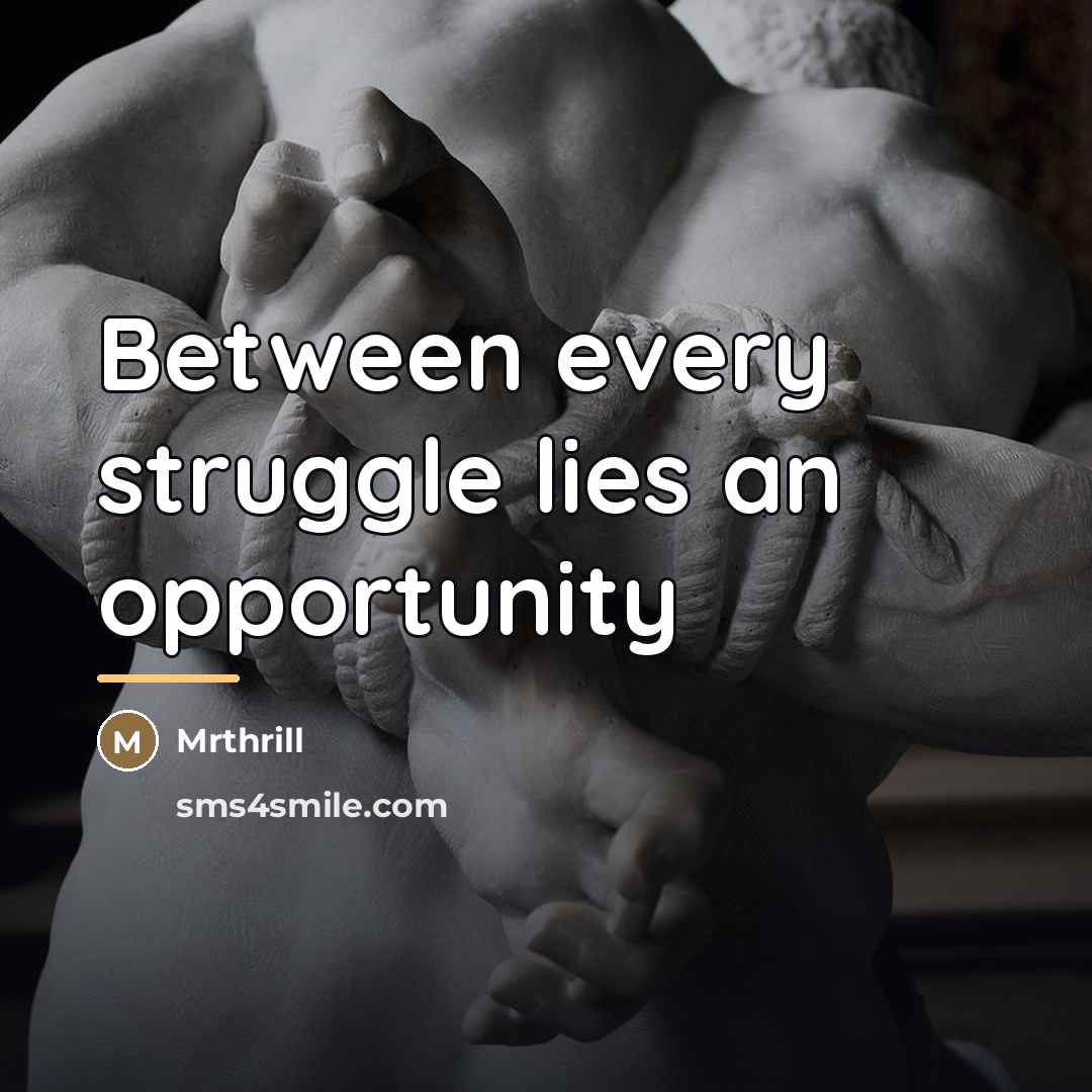 “Between every struggle lies an opportunity…” quote by Mrthrill