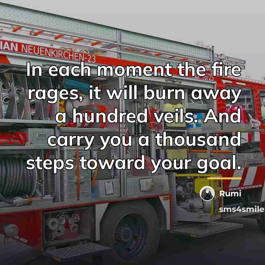 “In each moment the fire rages, it will burn away…” quote by Rumi