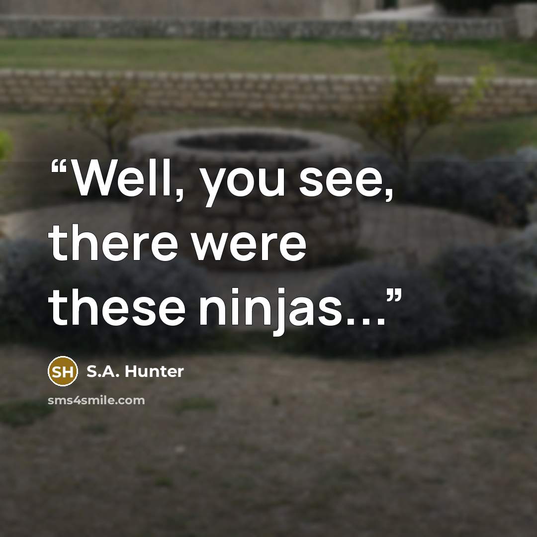 “Well, you see, there were these ninjas...” quote by S.A. Hunter