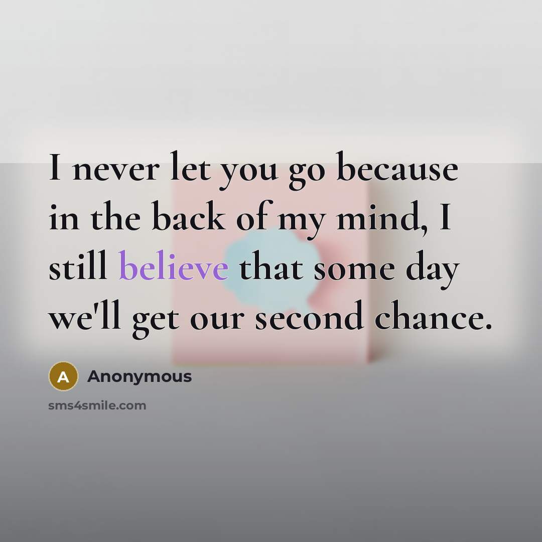 “I never let you go because in the back of…” quote by Anonymous