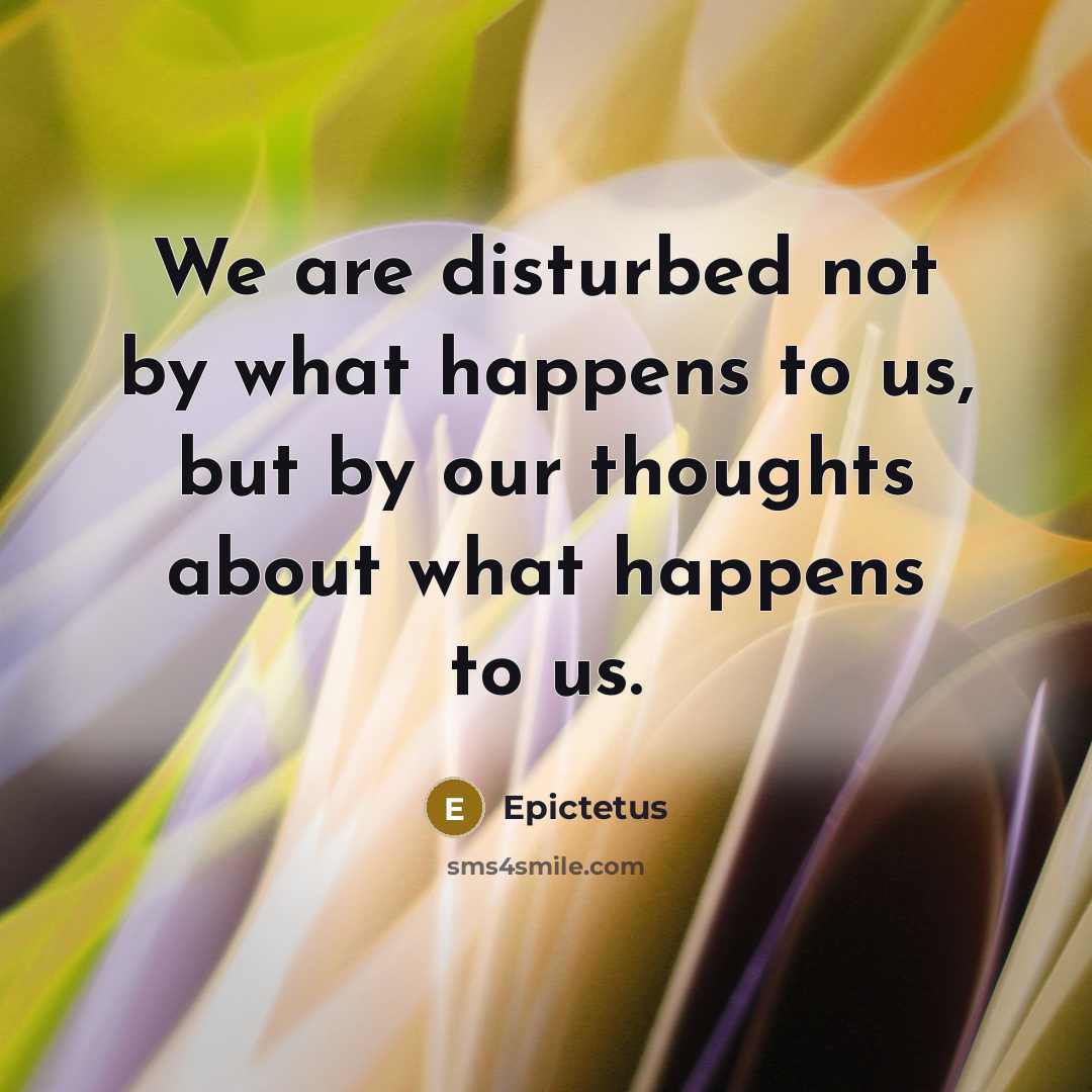 “We are disturbed not by what happens to us, but…” quote by Epictetus
