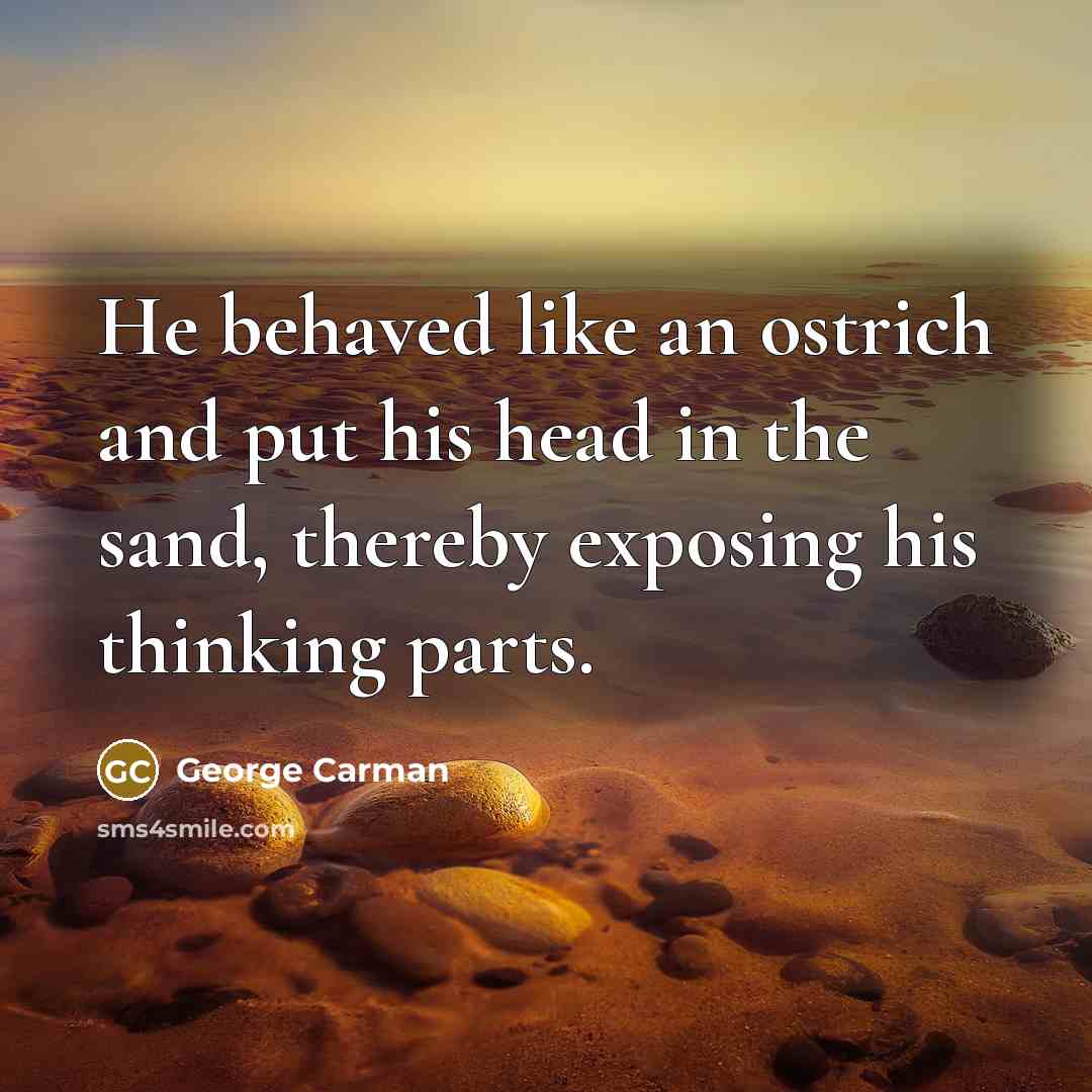 “He behaved like an ostrich and put his head in…” quote by George Carman