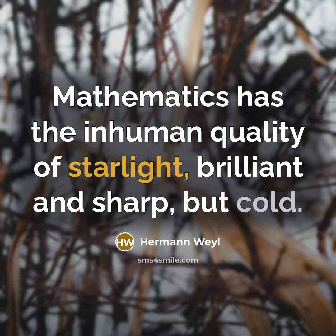 “Mathematics has the inhuman quality of starlight, brilliant and sharp,…” quote by Hermann Weyl