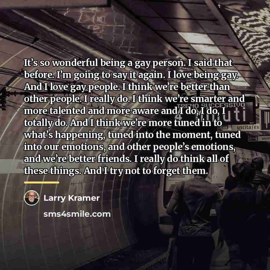 “It’s so wonderful being a gay person. I said that…” quote by Larry Kramer