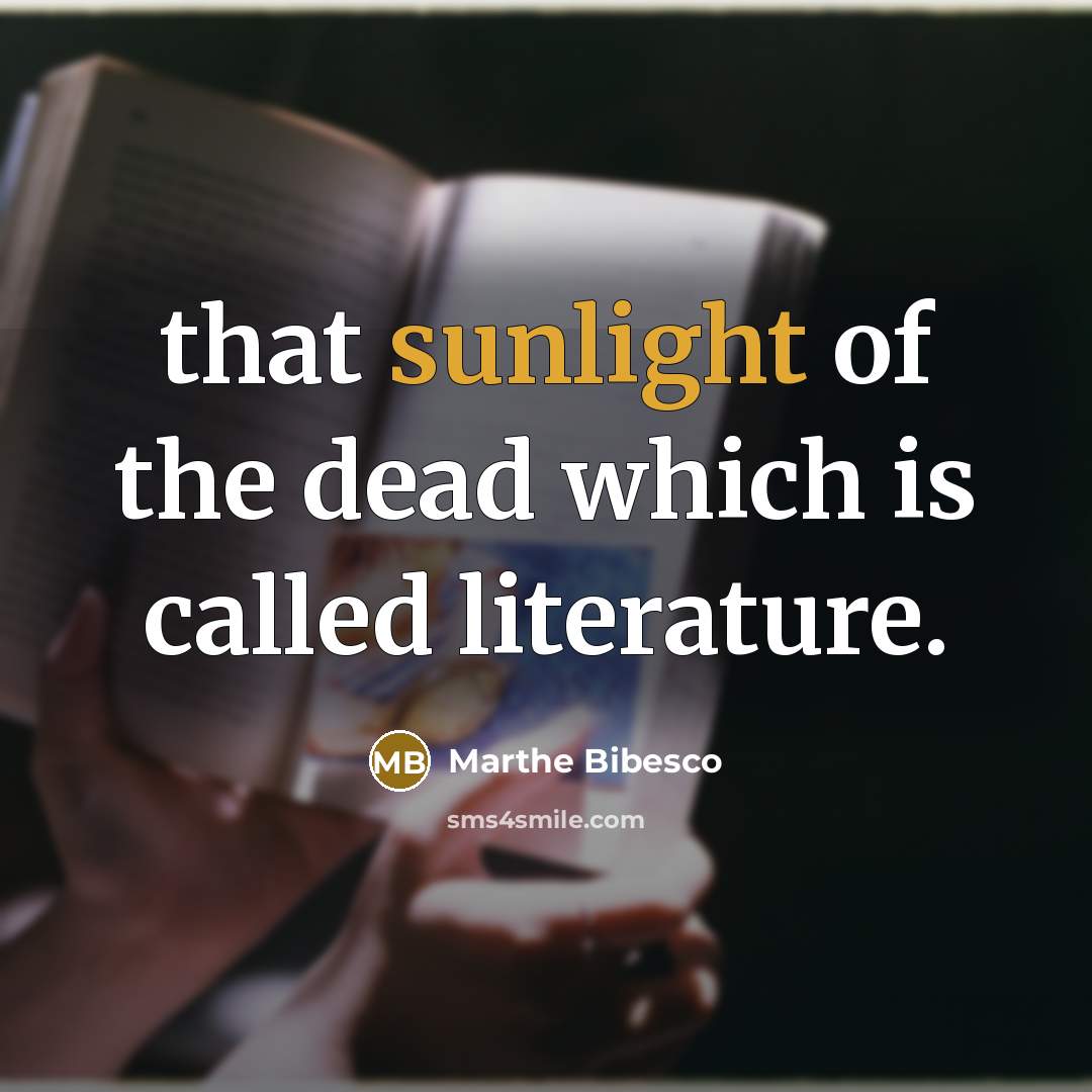 “that sunlight of the dead which is called literature.…” quote by Marthe Bibesco