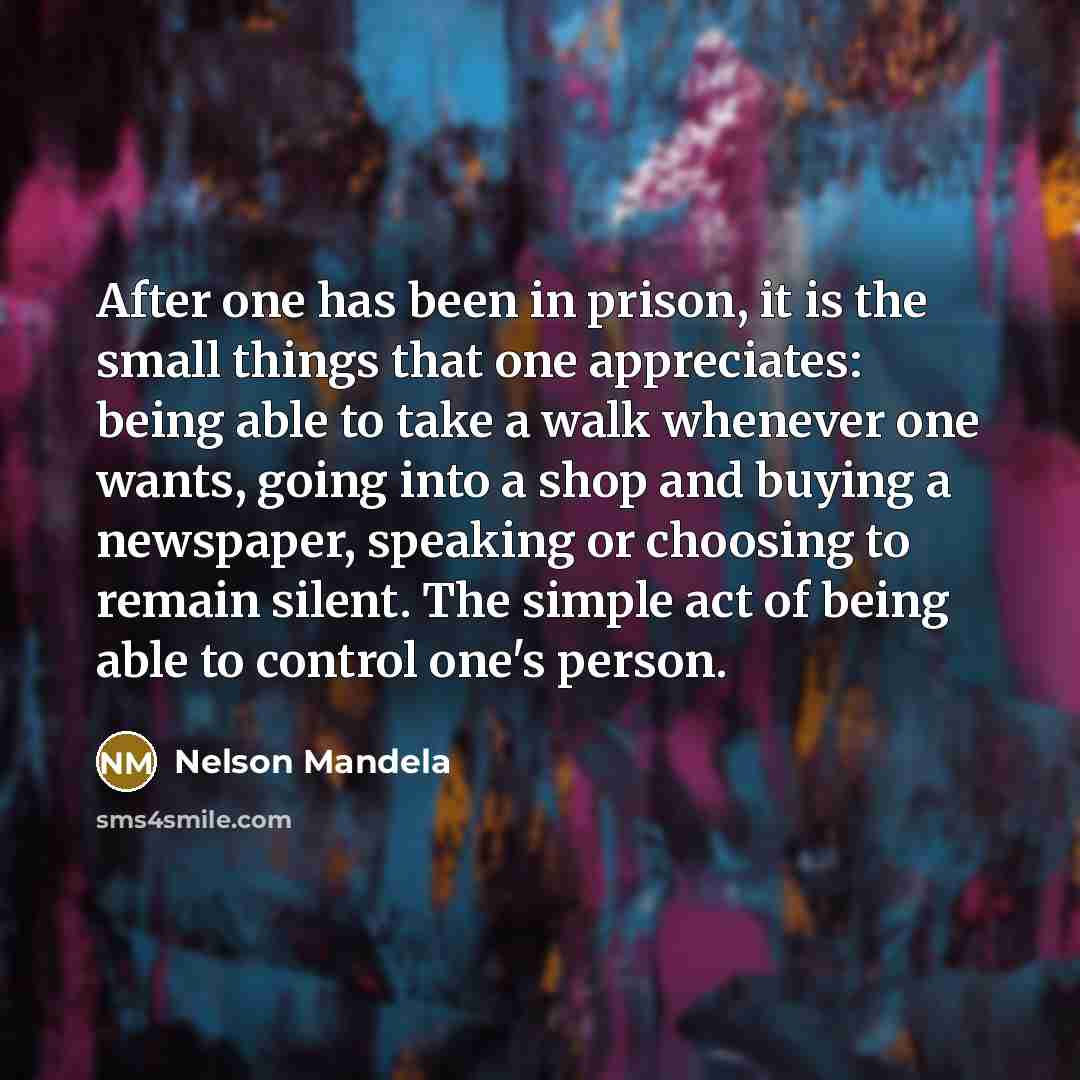 “After one has been in prison, it is the small…” quote by Nelson Mandela