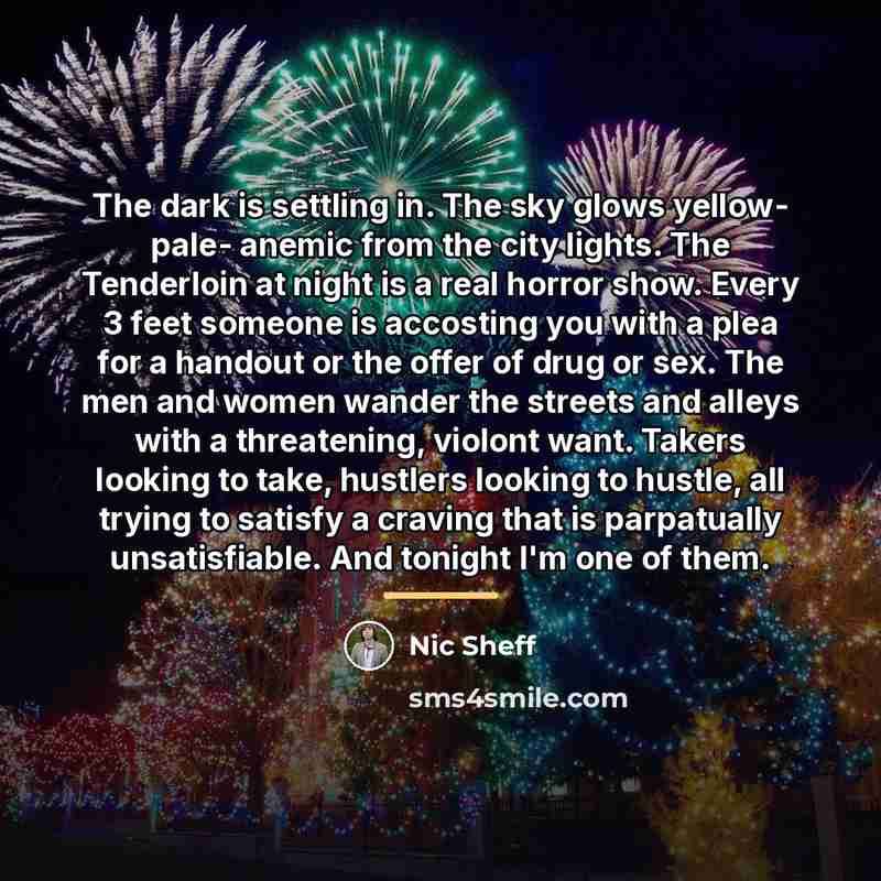“The dark is settling in. The sky glows yellow- pale-…” quote by Nic Sheff