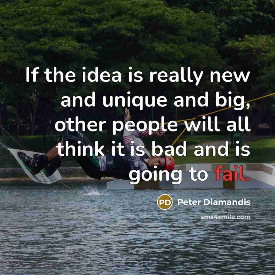 “If the idea is really new and unique and big,…” quote by Peter Diamandis