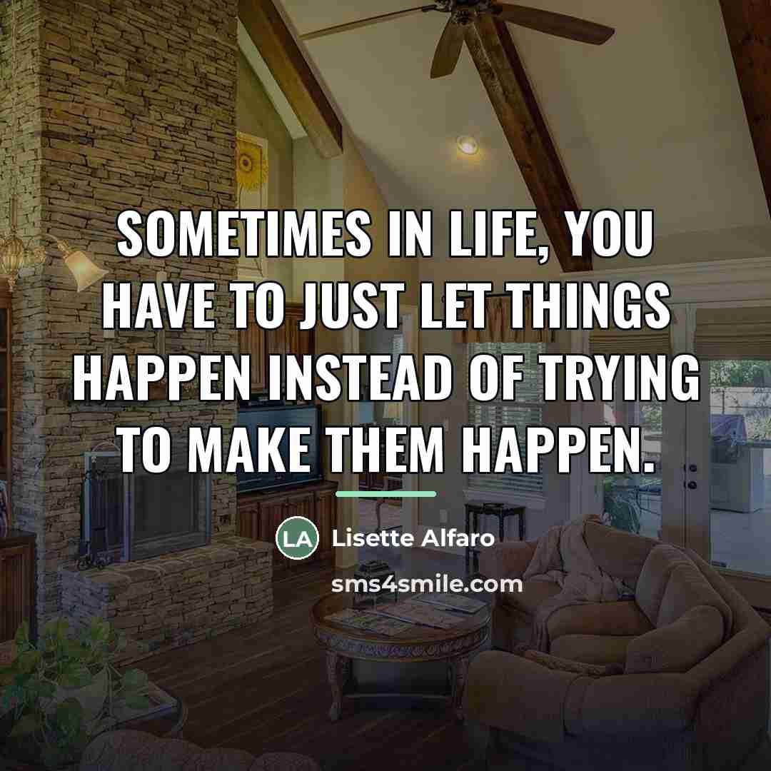 “Sometimes in life, you have to just let things happen…” quote by Lisette Alfaro