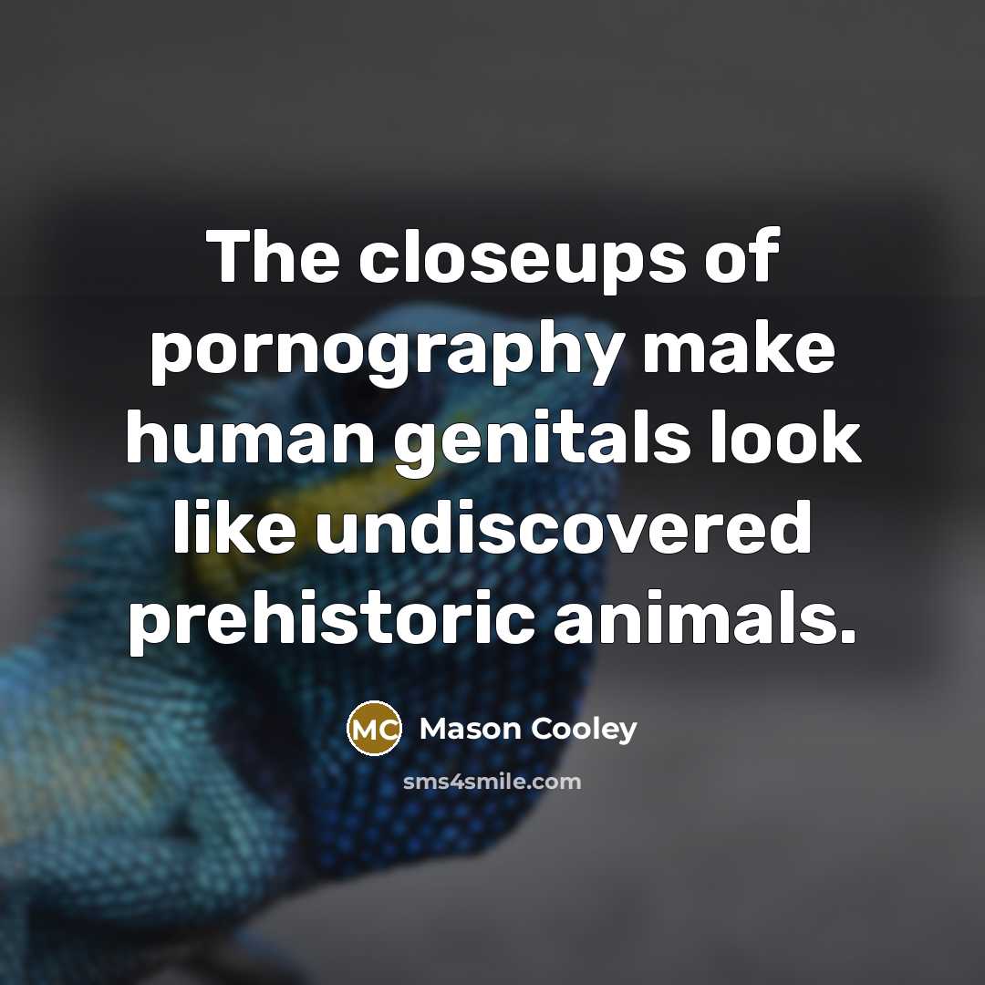 “The closeups of pornography make human genitals look like undiscovered…” quote by Mason Cooley