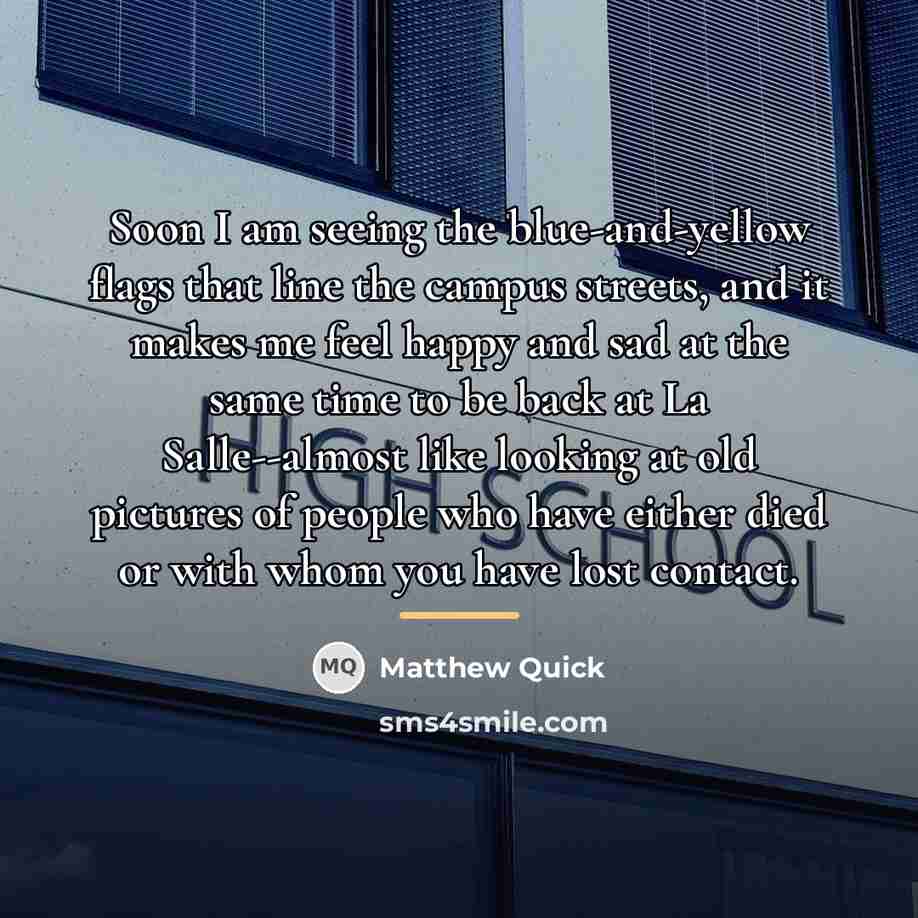 “Soon I am seeing the blue-and-yellow flags that line the…” quote by Matthew Quick