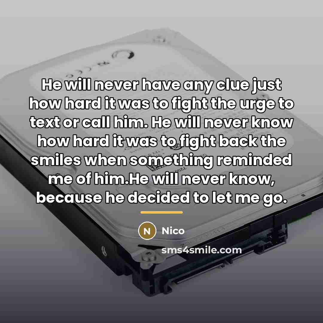 “He will never have any clue just how hard it…” quote by Nico