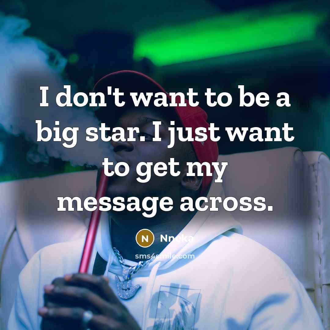 “I don't want to be a big star. I just…” quote by Nneka