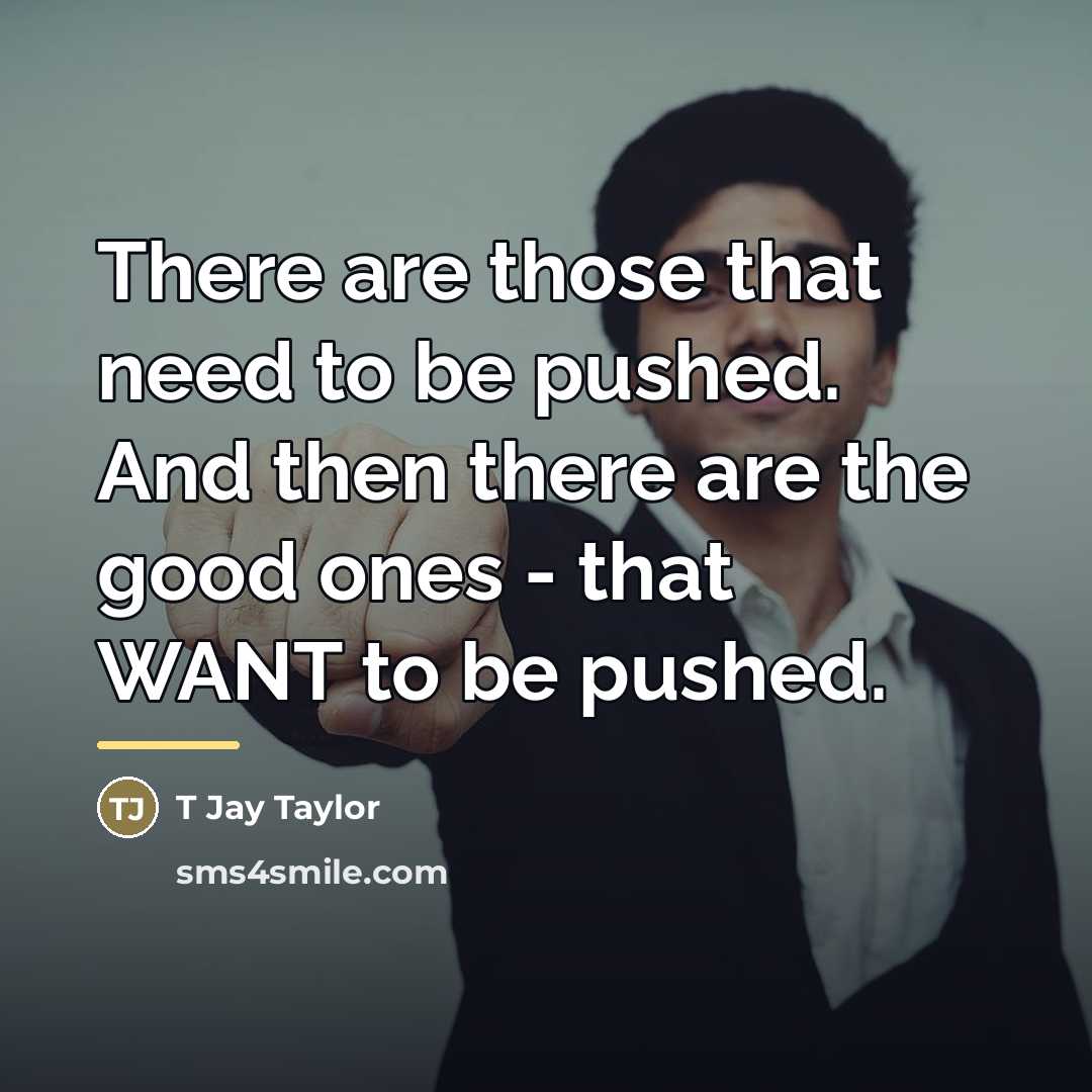 “There are those that need to be pushed. And then…” quote by T Jay Taylor