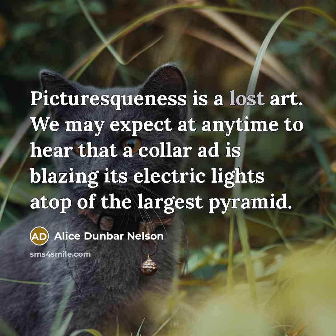 “Picturesqueness is a lost art. We may expect at anytime…” quote by Alice Dunbar Nelson