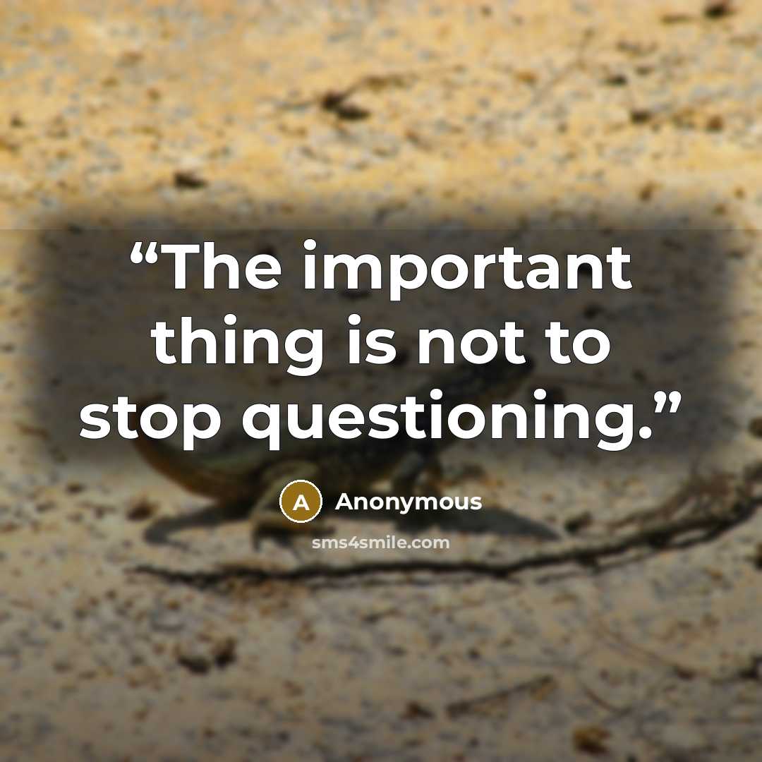 “The important thing is not to stop questioning.” quote by Anonymous