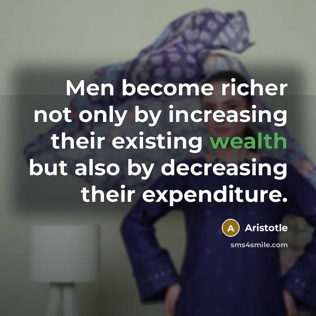 “Men become richer not only by increasing their existing wealth…” quote by Aristotle