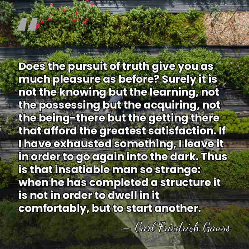 Does the pursuit of truth give you as much pleasure as before?&hellip; - Carl Friedrich Gauss