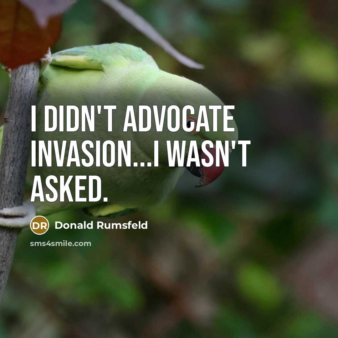 “I didn't advocate invasion...I wasn't asked.…” quote by Donald Rumsfeld
