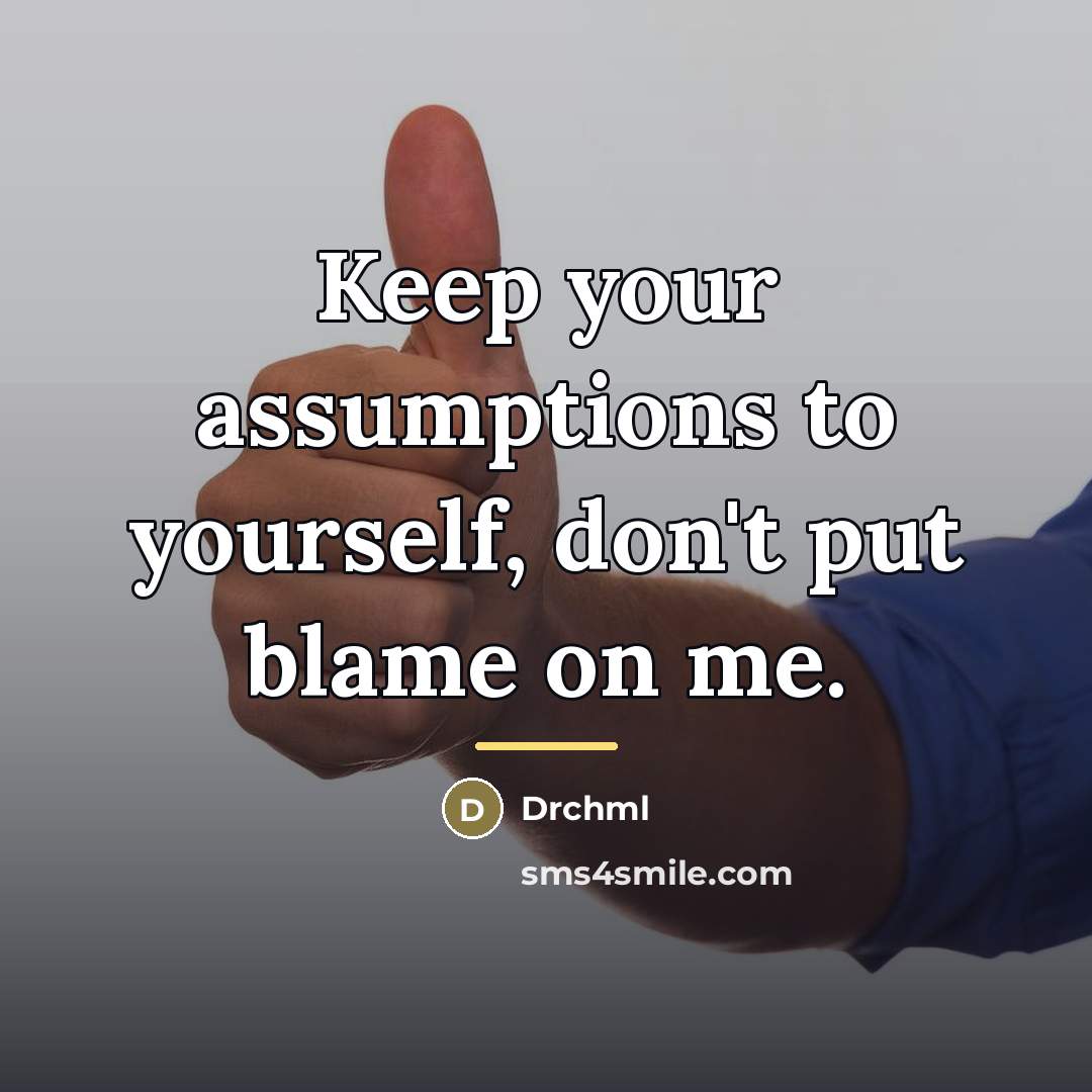 “Keep your assumptions to yourself, don't put blame on me.…” quote by Drchml