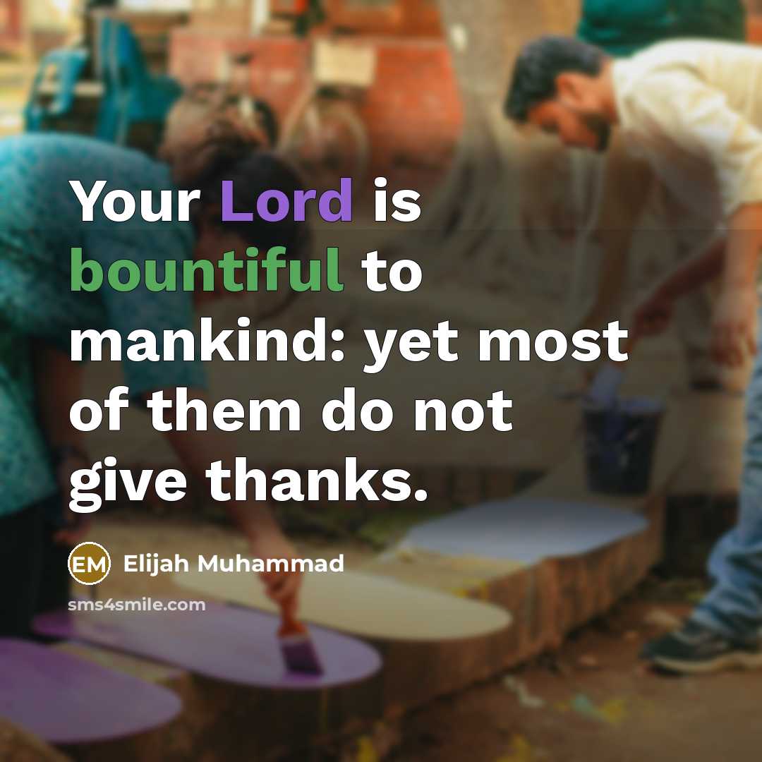 “Your Lord is bountiful to mankind: yet most of them do not give thanks.” quote by Elijah Muhammad