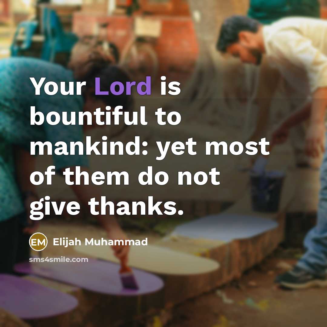 “Your Lord is bountiful to mankind: yet most of them…” quote by Elijah Muhammad