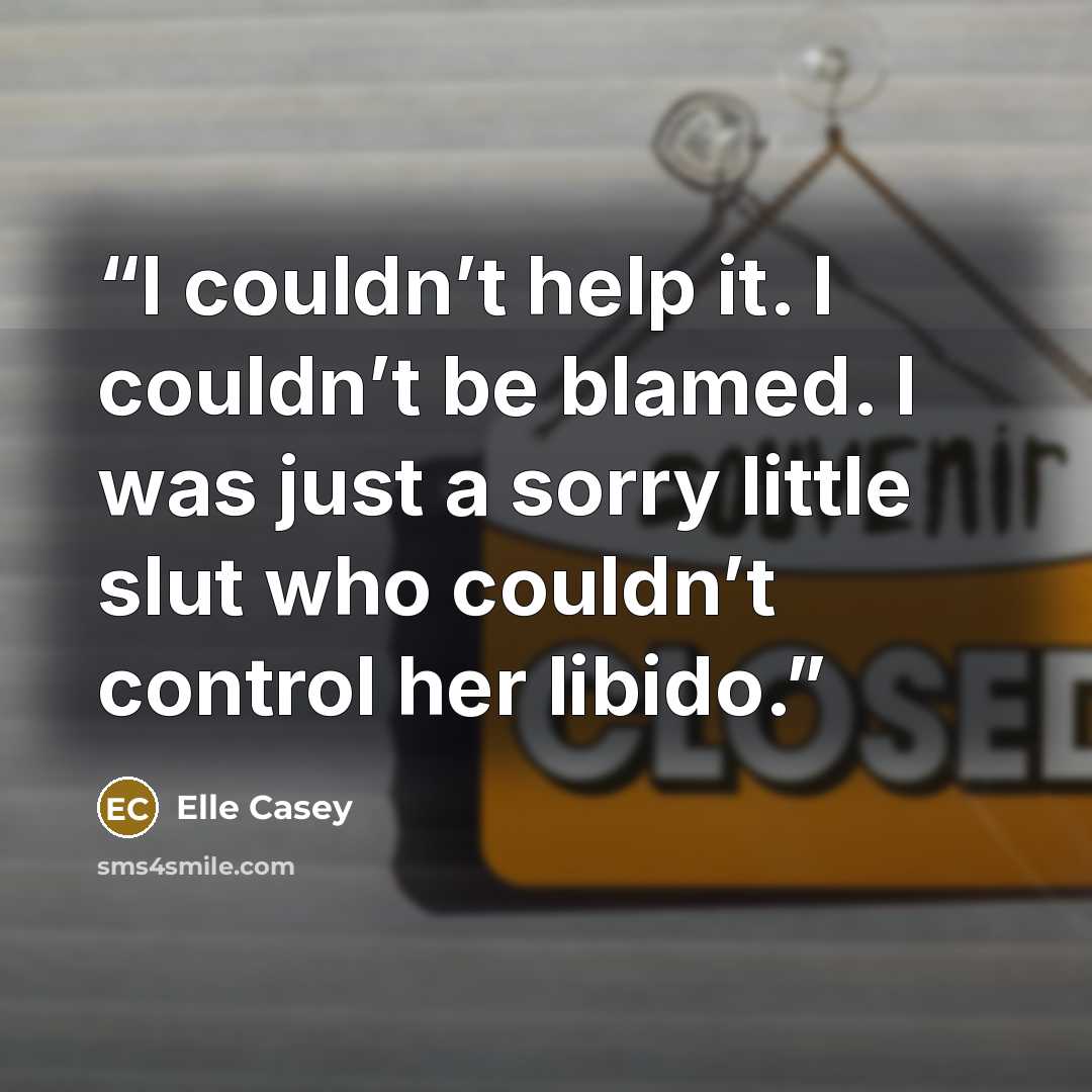 “I couldn’t help it. I couldn’t be blamed. I was just a sorry little slut who couldn’t control her libido.” quote by Elle Casey