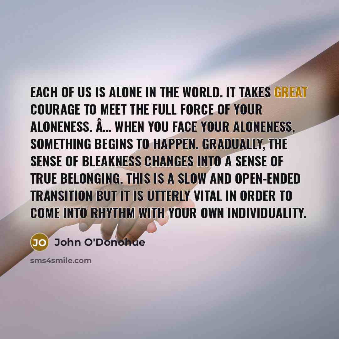 “Each of us is alone in the world. It takes…” quote by John O'Donohue