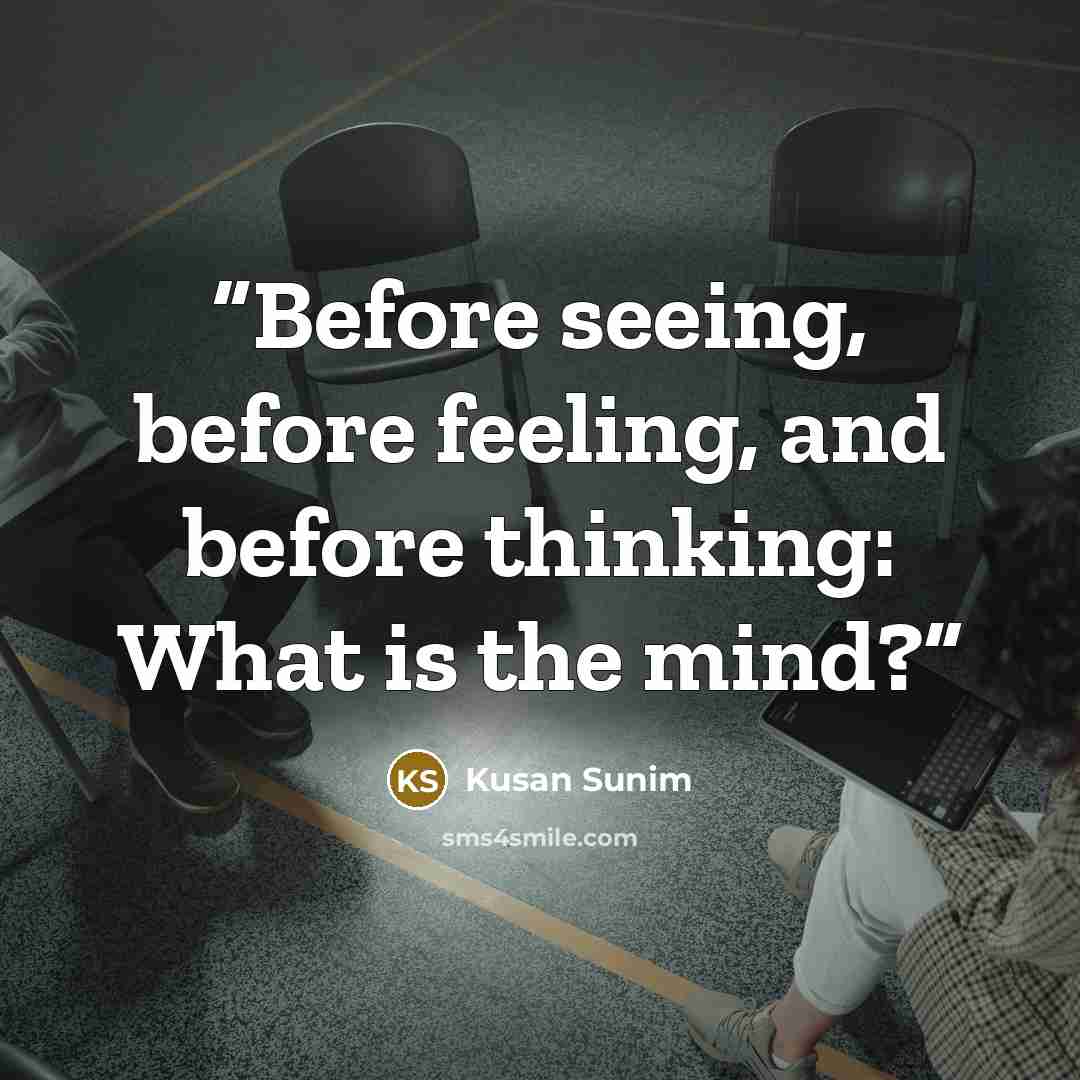 “Before seeing, before feeling, and before thinking: What is the mind?” quote by Kusan Sunim