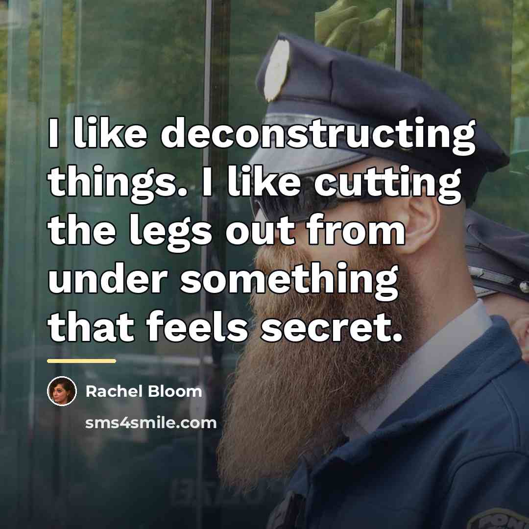 “I like deconstructing things. I like cutting the legs out…” quote by Rachel Bloom
