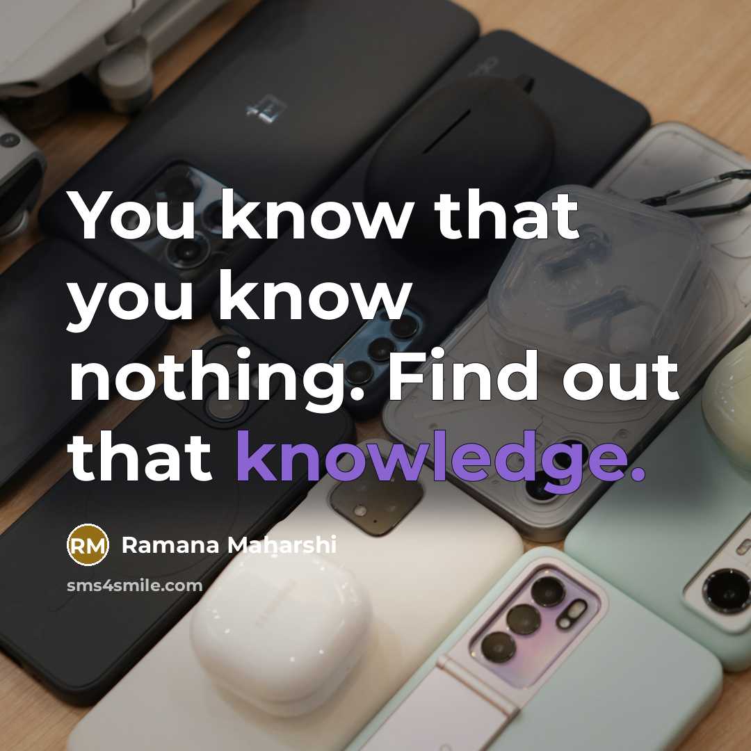 “You know that you know nothing. Find out that knowledge.…” quote by Ramana Maharshi